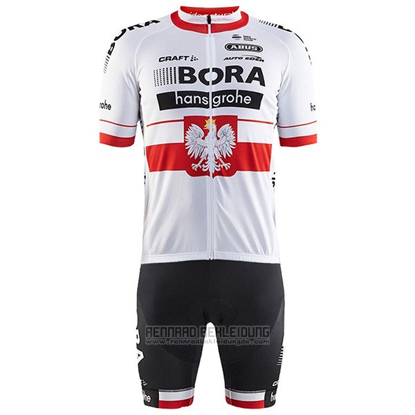 2017 Fahrradbekleidung Bora Champion Polen Trikot Kurzarm und Tragerhose